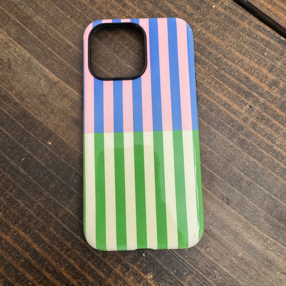 Trendy Boutique Pink and Green Striped Phone Case